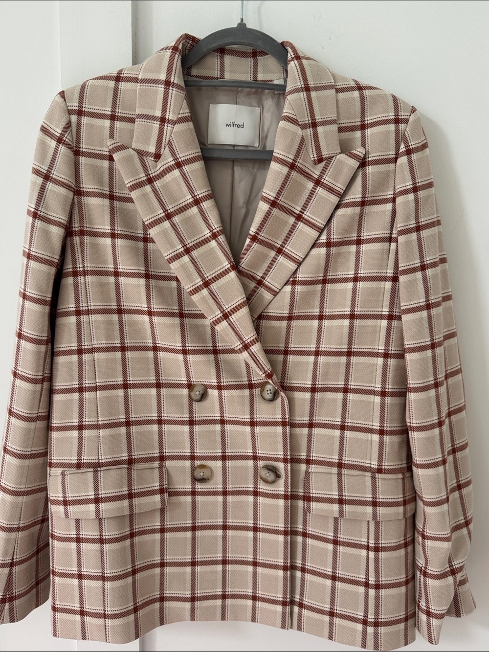 Aritzia Wilfred Destiny Blazer double-breasted plaid jacket 0